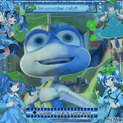 A Picture Of A Frog With The Words Super Youkar Warhead On The Bottom GIF
