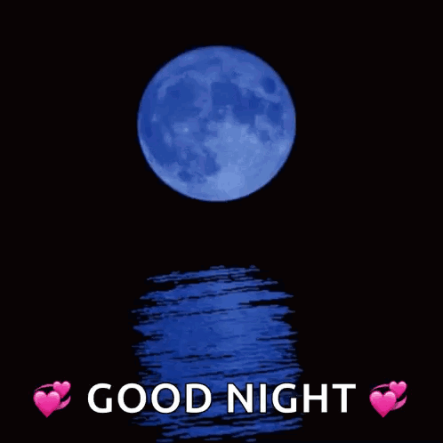 A Picture Of A Full Moon Over The Ocean With The Words Good Night GIF