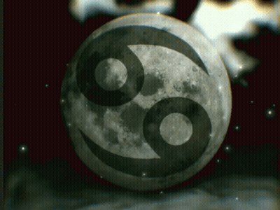 A Picture Of A Full Moon With The Cancer Symbol On It GIF