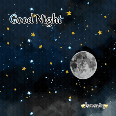A Picture Of A Full Moon With The Words Good Night Written On It GIF
