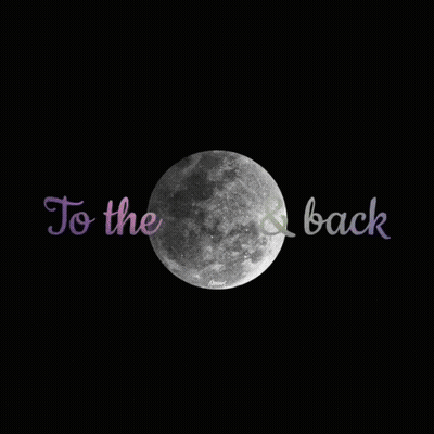 A Picture Of A Full Moon With The Words To The Moon And Back GIF