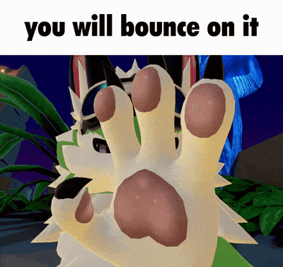 A Picture Of A Furry Animal With The Words " You Will Bounce On It " GIF