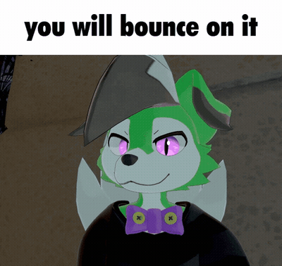 A Picture Of A Furry Character With The Words " You Will Bounce On It " Below It GIF