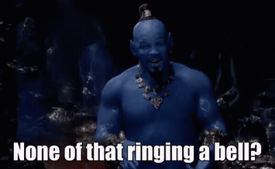A Picture Of A Genie With The Words None Of That Ringing A Bell GIF