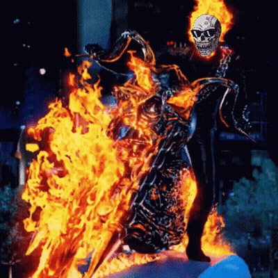 A Picture Of A Ghost Rider Riding A Motorcycle GIF
