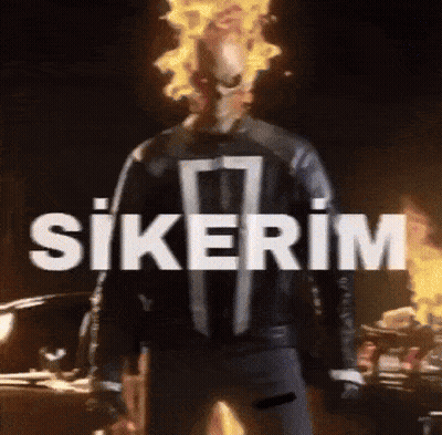 A Picture Of A Ghost Rider With The Word Sikerim On The Bottom Right GIF