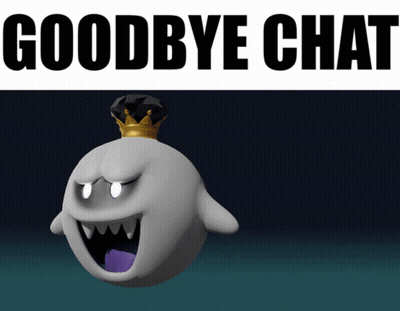 A Picture Of A Ghost With A Crown And The Words Goodbye Chat Above It GIF