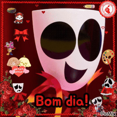 A Picture Of A Ghost With The Words Bom Dia Written Below It GIF