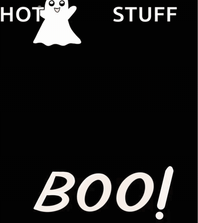 A Picture Of A Ghost With The Words Hot Stuff Boo On It GIF