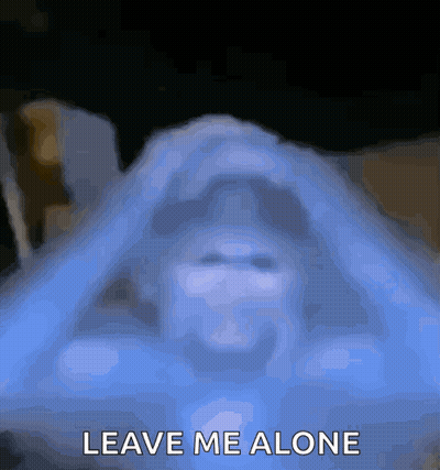 A Picture Of A Ghost With The Words " Leave Me Alone " On It GIF