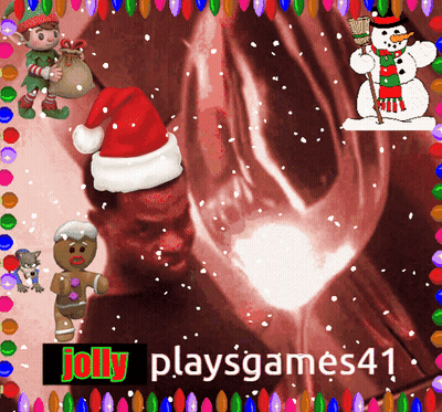 A Picture Of A Gingerbread Man And A Snowman With The Words Jolly Playsgames41 On The Bottom GIF