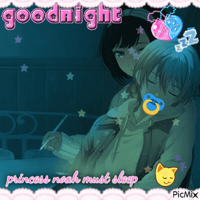 A Picture Of A Girl And A Boy That Says Goodnight GIF