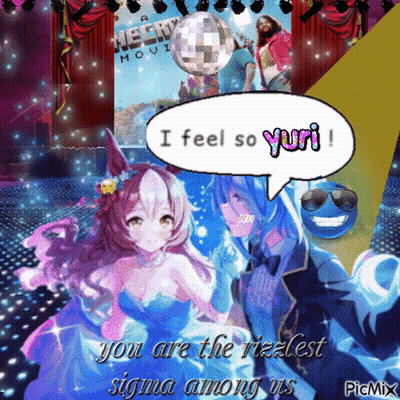 A Picture Of A Girl And A Boy With A Speech Bubble Saying I Feel So Yuri GIF