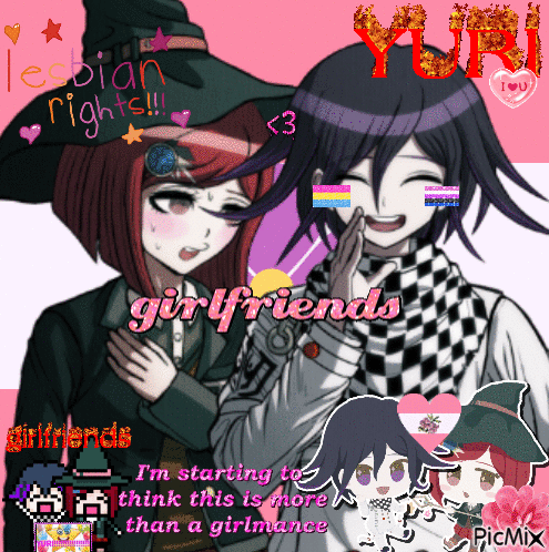 A Picture Of A Girl And A Boy With Yuri Written Above Them GIF