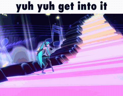 A Picture Of A Girl Dancing With The Words Yuh Yuh Get Into It Above Her GIF