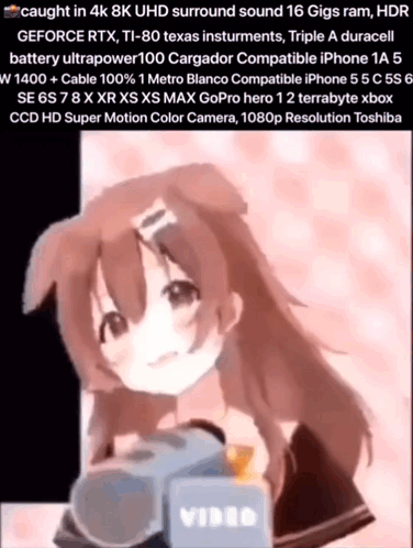 A Picture Of A Girl Holding A Camera That Says Video On The Bottom GIF