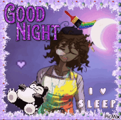 A Picture Of A Girl Holding A Teddy Bear With The Words Good Night I Love Sleep GIF