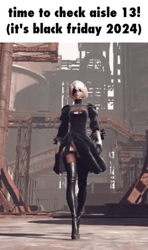 A Picture Of A Girl In A Black Dress With The Caption Time To Check Aisle 13 GIF
