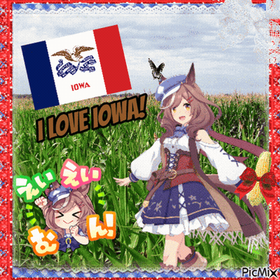 A Picture Of A Girl In A Field With The Words I Love Iowa GIF