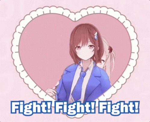 A Picture Of A Girl In A Heart Shaped Frame With The Words Fight Fight Fight GIF