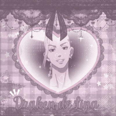 A Picture Of A Girl In A Heart With The Name Draken De Lina GIF