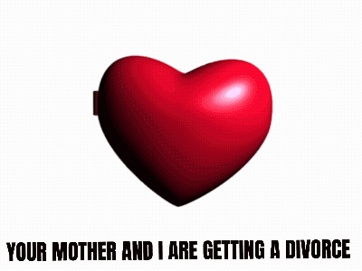 a picture of a girl in a heart with the words your mother and i are getting a divorce