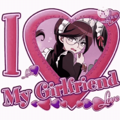 A Picture Of A Girl In A Maid Outfit Says I Love My Girlfriend Love GIF
