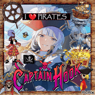 A Picture Of A Girl In A Pirate Outfit And The Words Captain Hook GIF