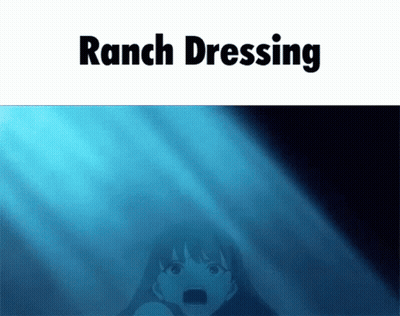 A Picture Of A Girl In The Water With The Words `` Ranch Dressing '' Written Above Her . GIF