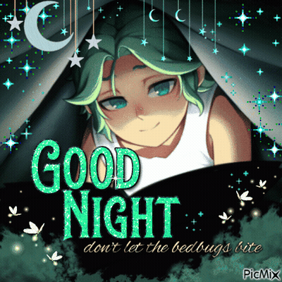 A Picture Of A Girl Laying Under A Blanket With The Words Good Night Don T Let The Bedbugs Bite GIF