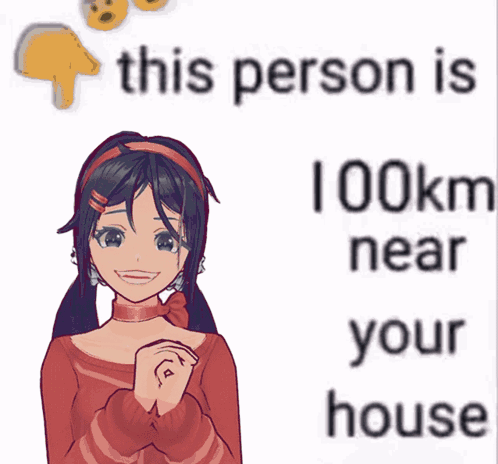 A Picture Of A Girl Next To A Sign That Says 41 Kilometers Near You GIF