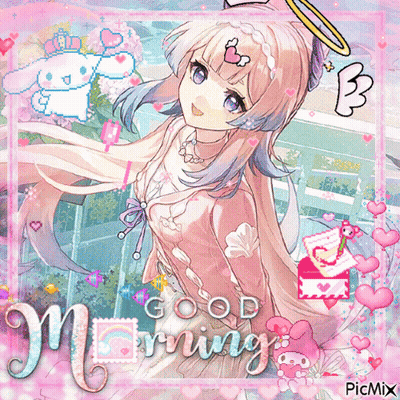 a picture of a girl says good morning