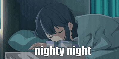 A Picture Of A Girl Sleeping With The Words Nighty Night Written Below Her GIF