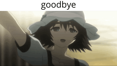 A Picture Of A Girl Wearing A Hat With The Words Goodbye Below Her GIF