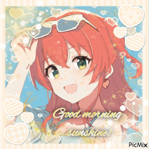 A Picture Of A Girl Wearing Sunglasses With The Words Good Morning Sunshine GIF