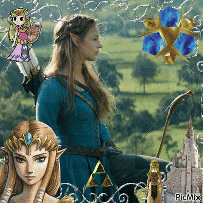 A Picture Of A Girl With A Bow And Arrow With The Words Picmix At The Bottom Of The Picture GIF