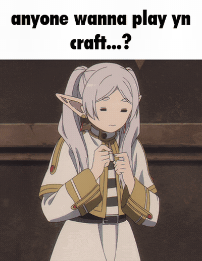 A Picture Of A Girl With A Caption That Says Anyone Wanna Play Yn Craft ? GIF