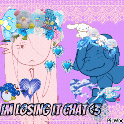 A Picture Of A Girl With A Crown Of Flowers On Her Head And The Words " In Losing It Chat " GIF