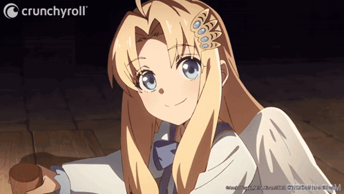 A Picture Of A Girl With A Crunchyroll Logo In The Corner GIF
