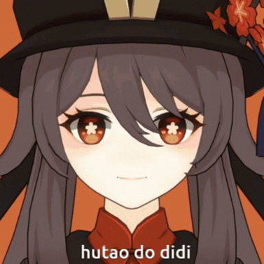 A Picture Of A Girl With A Hat That Says Hutao Do Didi On It GIF