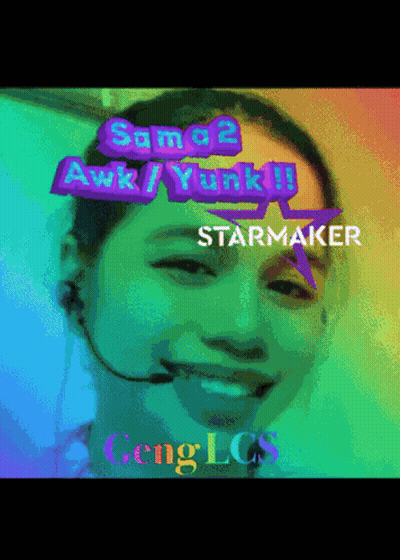 A Picture Of A Girl With A Headset And The Words Sama2 Awk / Yunk !! Starmaker GIF