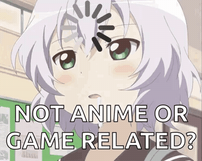A Picture Of A Girl With A Loading Bar On Her Head And The Words Not Anime Or Game Related GIF