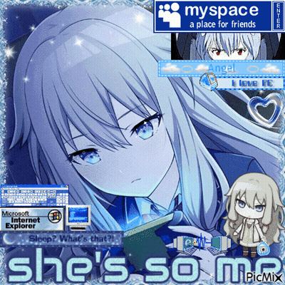 A Picture Of A Girl With A Myspace Sign Behind Her GIF