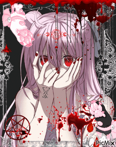 A Picture Of A Girl With A Pentagram On Her Hand GIF