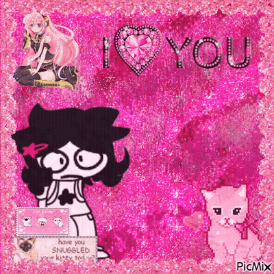 A Picture Of A Girl With A Pink Heart And The Words I Love You GIF