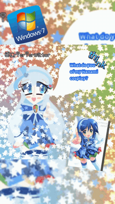 A Picture Of A Girl With A Windows 7 Logo On It GIF