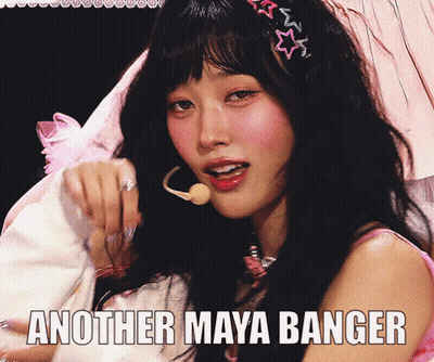 A Picture Of A Girl With Another Maya Banger Written On The Bottom GIF