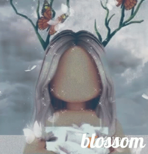 A Picture Of A Girl With Antlers And The Word Blossom GIF