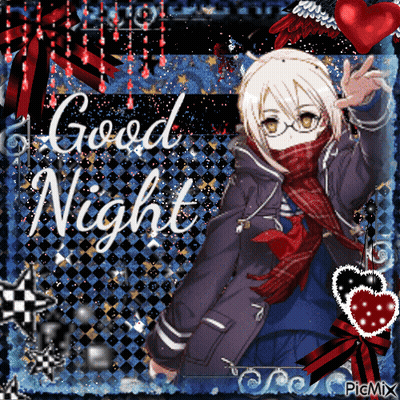 A Picture Of A Girl With Glasses And A Scarf That Says " Good Night " GIF