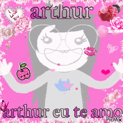 A Picture Of A Girl With Glasses And The Name Arthur GIF